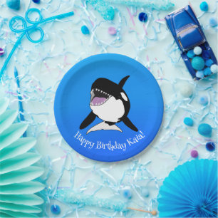 Aangepaste orca Killer Whale Birthday Papieren Bordje