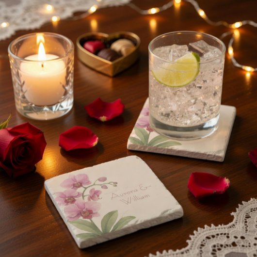 Aangepaste Orchidee Bloemstenen Onderzetter