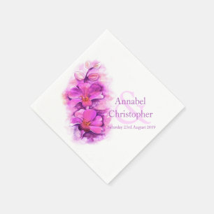 Aangepaste orchidee waterverf papier voor bruiloft servet