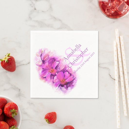 Aangepaste orchidee waterverf papier voor bruiloft servetten (Insitu)