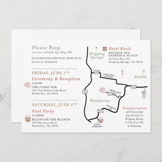 AANGEPASTE ORDE - trouwkaart Informatiekaartje (Voorkant / Achterkant)