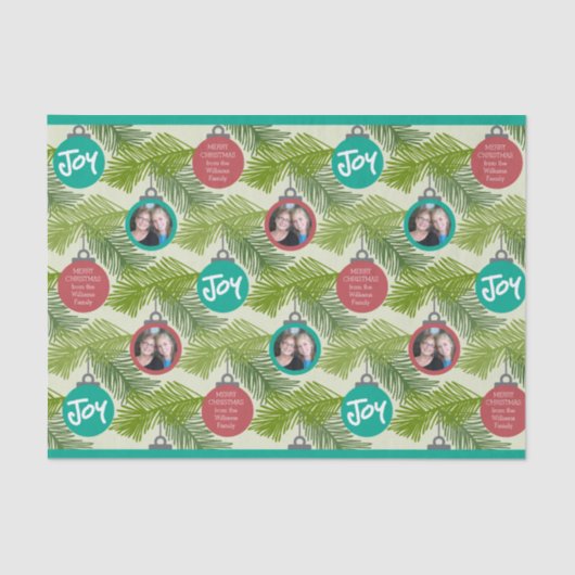 Aangepaste Ornamenten met kerstboomfoto's Tissuepapier (Voorkant)