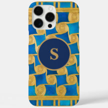 Aangepaste Oud-Egyptische Monogram Blauw Goud