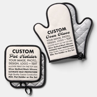 Aangepaste Oven Handschoen & Pot Houder Set, Gewat Ovenwant & Pannenlap Set