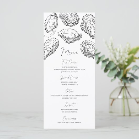 Aangepaste Oyster Party Wedding Menu (Staand voorkant)