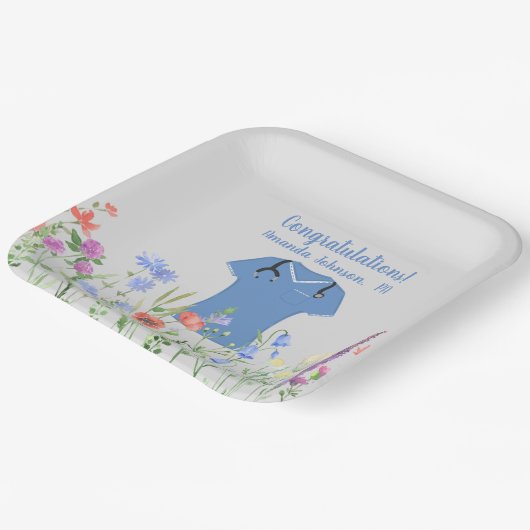 Aangepaste PA Physician Assistant Blue Scrubs Papieren Bordje (Gebogen)