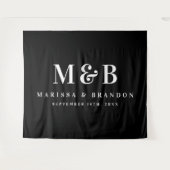 Aangepaste paar bruiloft Monogram Initialen Banner Wandkleed (Voorkant (horizontaal))