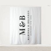 Aangepaste paar bruiloft Monogram Initialen Banner Wandkleed (Voorkant)