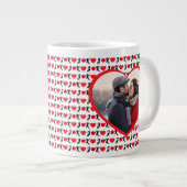 Aangepaste paar foto naam Initialen Valentijnsdag Extra Grote Beker (Voorkant rechts)