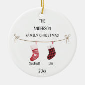 Aangepaste paar kousen Namen Kerst Ornament (Voorkant)