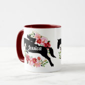 Aangepaste paardenrennen - Floral naam Mok (Voorkant links)