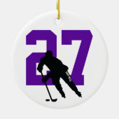 Aangepaste Paars Aangepaste Hockey Player-nummer Keramisch Ornament (Achterkant)