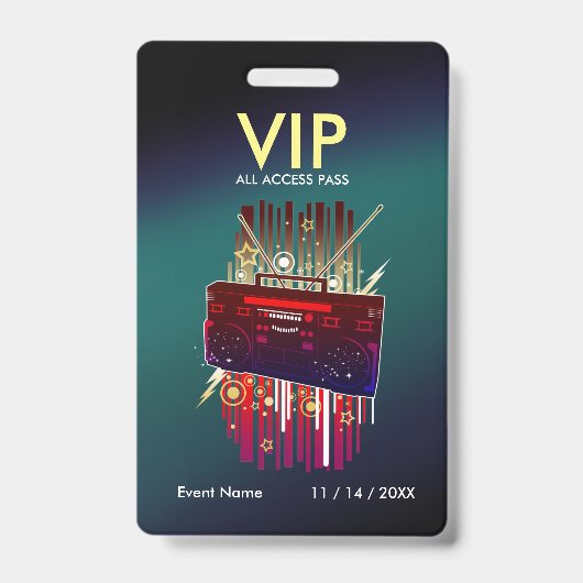 Aangepaste paars turquoise verloop VIP-pas voor ev Badge (Voorzijde)