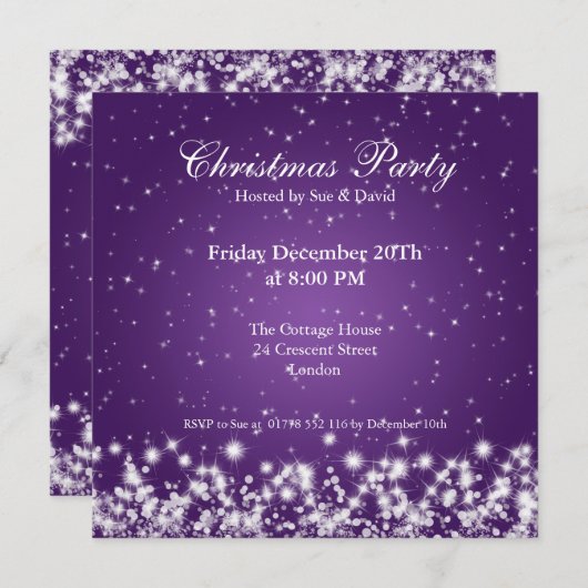 Aangepaste Paars voor partijuitnodiging elegant Sp Kaart (Voorkant / Achterkant)