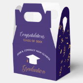 Aangepaste Paarse Afstuderen Gold Streamers Bedankdoosjes (Geopend)