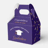 Aangepaste Paarse Afstuderen Gold Streamers Bedankdoosjes (Voorkant Zijde)