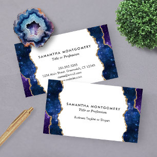 Aangepaste Paarse Blauwe Gouden Agaat Professionee Visitekaartje