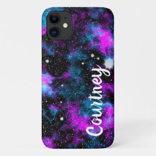 Aangepaste Paarse blauwe melkweg kosmische ruimte iPhone 11 Hoesje