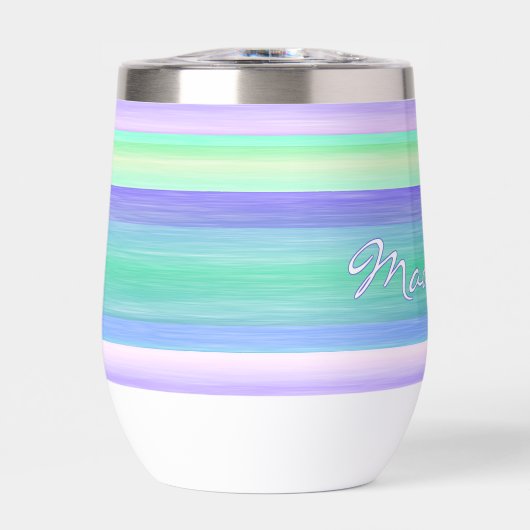 Aangepaste Paarse Blauwe Roze Mint Groene Strepen  (Voorkant)