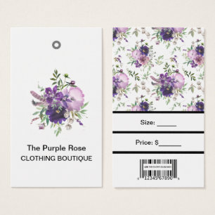 Aangepaste paarse bloemen prijskaartjes met streep visitekaartje
