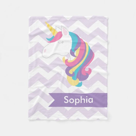 Aangepaste Paarse Chevron Unicorn Fleece Blanket Deken (Voorkant)