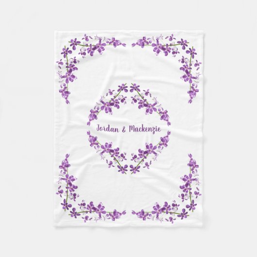 Aangepaste Paarse dendrobium Orchids Motif Fleece Deken (Voorkant)