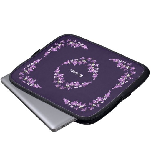 Aangepaste Paarse dendrobium Orchids Motif Laptop Sleeve (Voorkant onderkant)