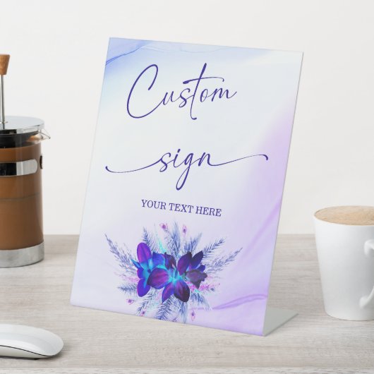 Aangepaste Paarse en blauwe orchidee Reclamebord Met Voetstuk (Insitu)