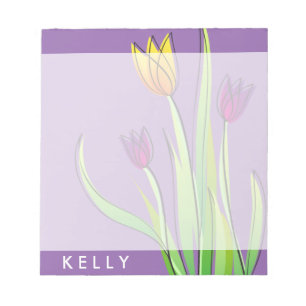Aangepaste Paarse en gele Tulpen Bouquet Notitieblok