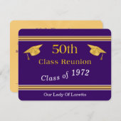 Aangepaste Paarse en Gold Class Reunion-kaart Kaart (Voorkant / Achterkant)