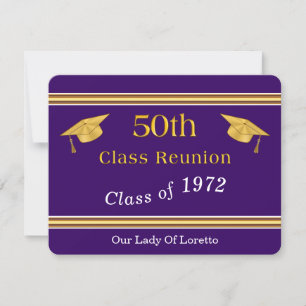 Aangepaste Paarse en Gold Class Reunion-kaart Kaart