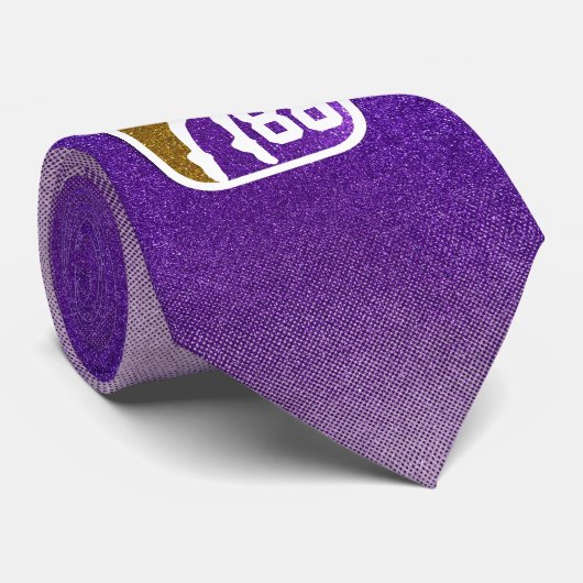 Aangepaste Paarse en gouden Faux Glitter Basketbal Stropdas (Opgerold)
