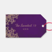 Aangepaste Paarse en gouden Indiase stijl Cadeaulabel (Voorkant (Horizontaal))