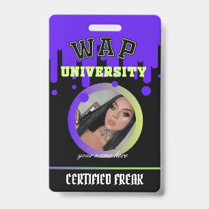 Aangepaste Paarse en groene WAP ID-freak van Cardi Badge