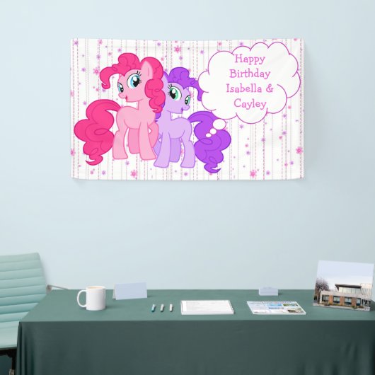 Aangepaste Paarse en roze Pony tweelingen van de g Spandoek (Beurs)