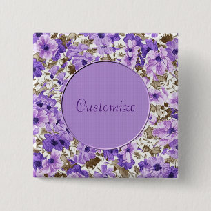 Aangepaste Paarse en witte Floral Button