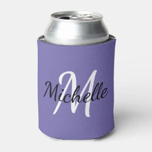 Aangepaste Paarse en witte monogram Koelbox Blikjeskoeler