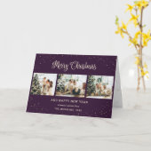 Aangepaste Paarse foto-inklage voor kerst Kaart (Gele Bloem)