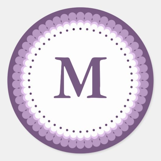 Aangepaste Paarse geschulpte monogram Ronde Sticker (Voorkant)
