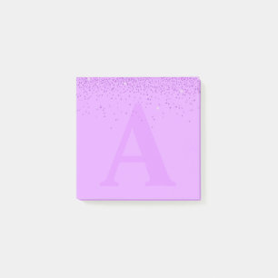 Aangepaste Paarse Glitter Monogram Post-it® notes