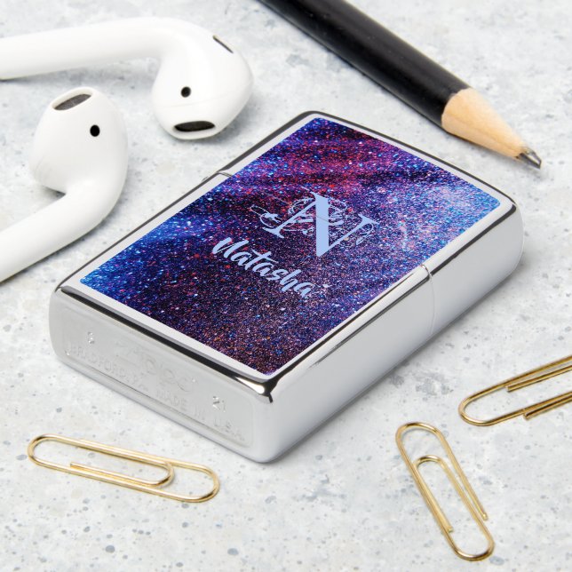 Aangepaste Paarse glitter Zippo Lighter (On Table 2)