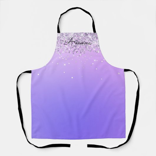 Aangepaste Paarse glitternaam Kitchen Apron Schort (Voorkant)