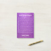 Aangepaste paarse glitters voering To Do-lijst Post-it® Notes (Op bureau)