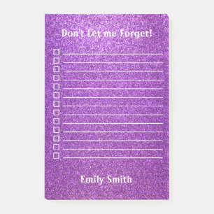 Aangepaste paarse glitters voering To Do-lijst Post-it® Notes