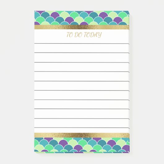 Aangepaste Paarse groene gouden Zeemeerminnen, 4x6 Post-it® Notes (Voorkant)