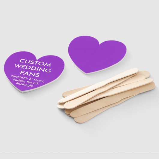 Aangepaste PAARSE HART WEDDING FANTS Handwaaier (Niet-gemonteerd)