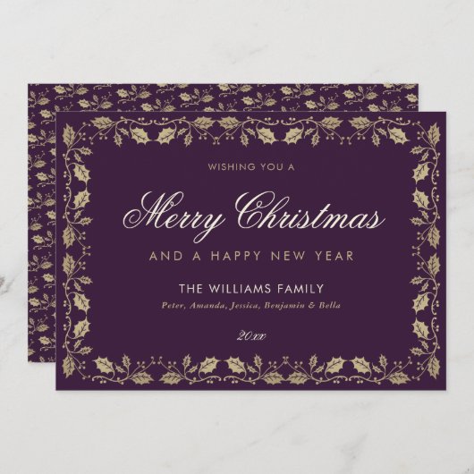 Aangepaste Paarse kerstfeestelijke Kaarten nieuwja (Voorkant / Achterkant)