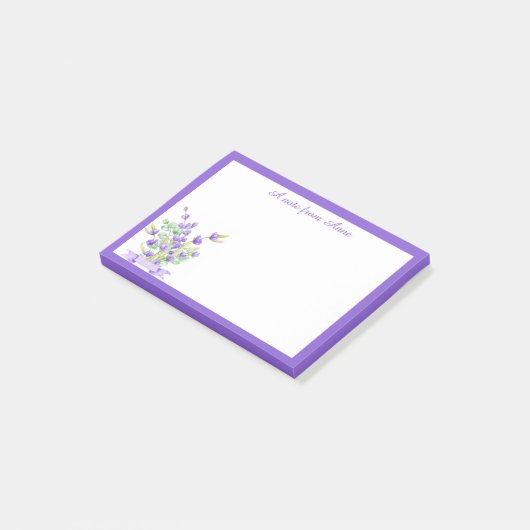 Aangepaste Paarse Lavendel Bloemen Post-it Notes (Schuin)