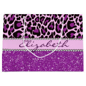 Aangepaste Paarse luipaard Afdrukglitter Groot Cadeauzakje (Voorkant)