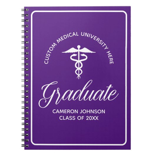 Aangepaste Paarse Medische School Afstuderen Keeps Notitieboek (Voorkant)